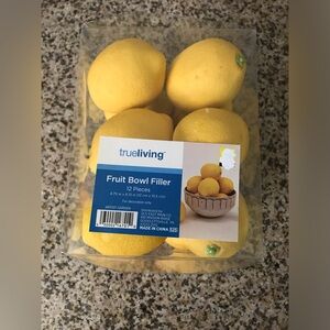 NEW True Living Fruit Bowl Filler - Yellow Decorative Lemons (Set of 12)
